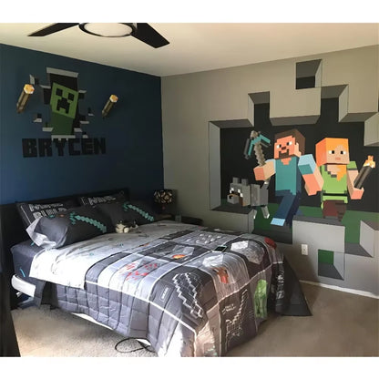 MC Game Brownstone Torch Lamp Figure 4Colors LED Night Light Bedroom Decorative Table Lamp USB Charging with Buckle Kids Toy Gif